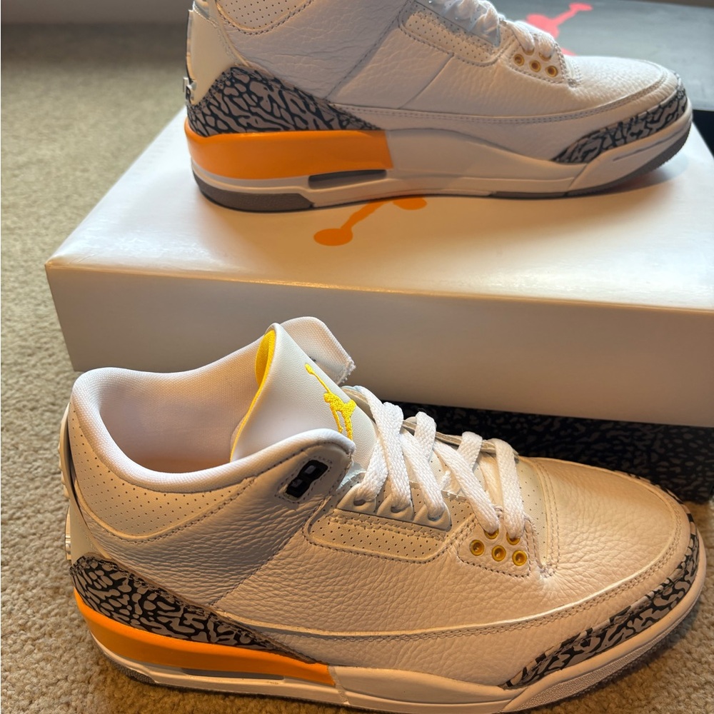 Jordan Air 3 Retro White and Black with Orange Accents